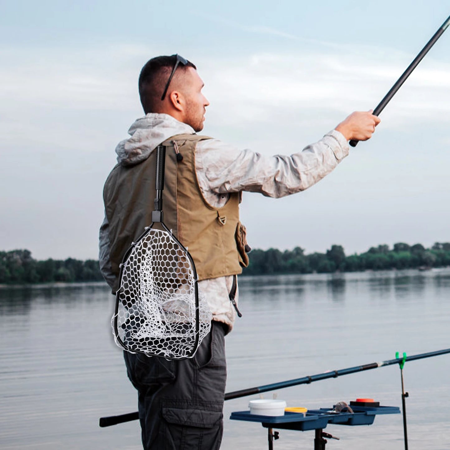 Foldable Fish Net for Landing  fish with Handle