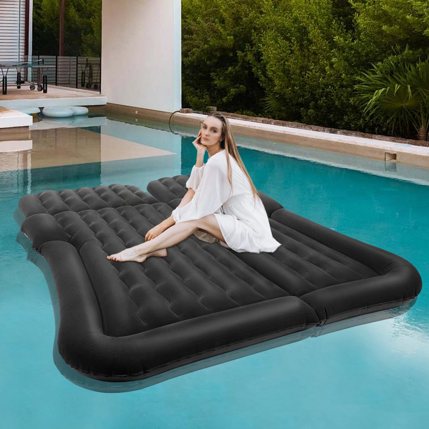 Universal Inflatable Car Bed Mattress Set w Air Pump for Trunk Back Seat Camping