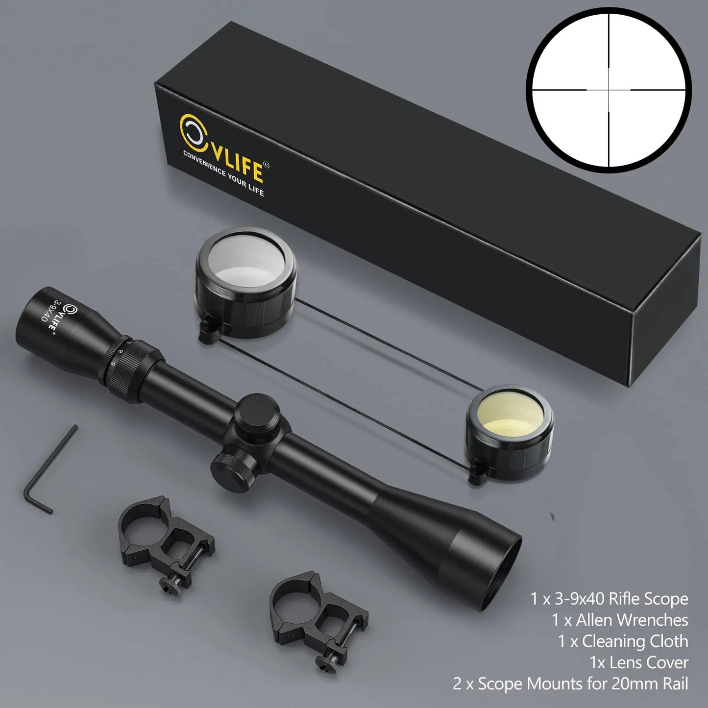Rifle Scopes 3-9x40 Optics R4 Reticle Crosshair