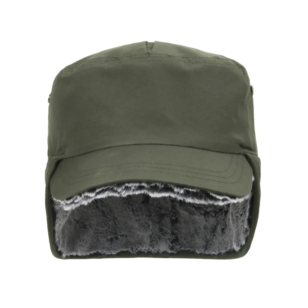 Men's Winter Hat with Visor Warm Earflaps