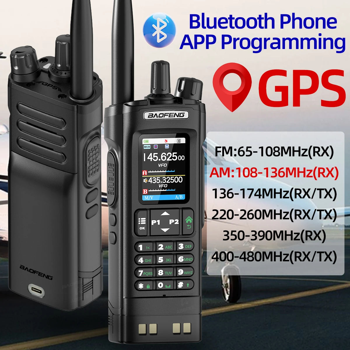 Long Range Multi Band Bluetooth GPS Walkie Talkie 10W