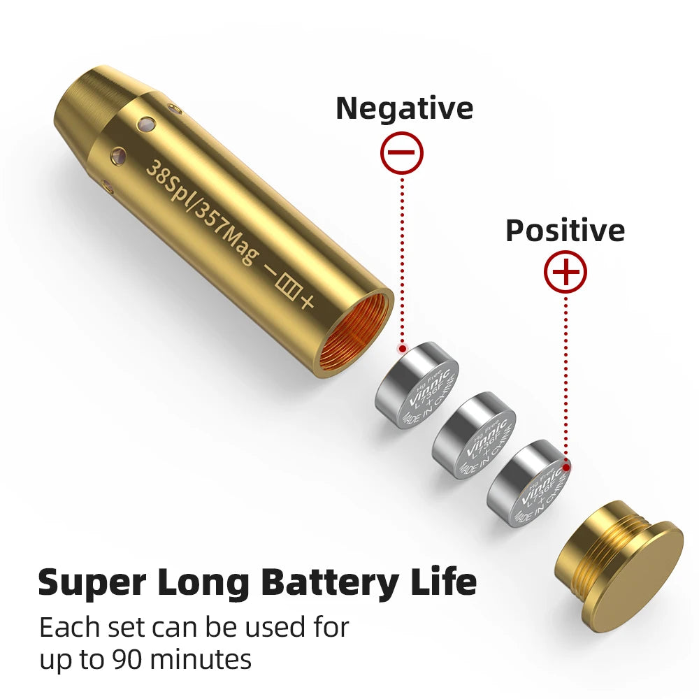38SPL/357MAG Optics Cartridge Red Dot Laser Brass 9MM  Bore sighter