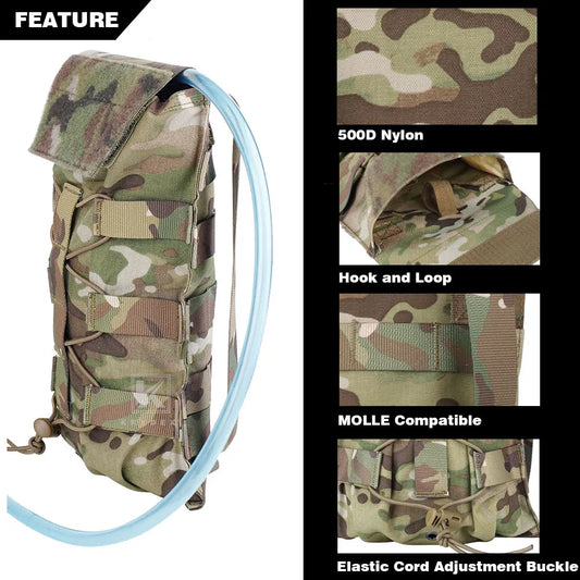 Tactical 50 oz Hydration MOLLE Pack Modular 1.5L Water Bladder Pouch Bag
