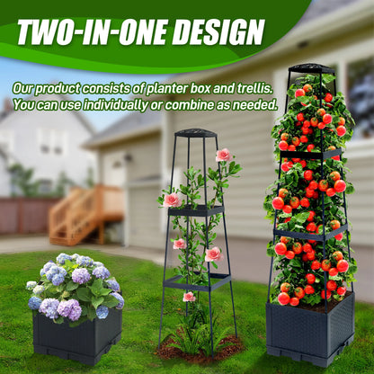 2pcs 44.8Inch Self-Watering Tomato Planter Box With Trellis,