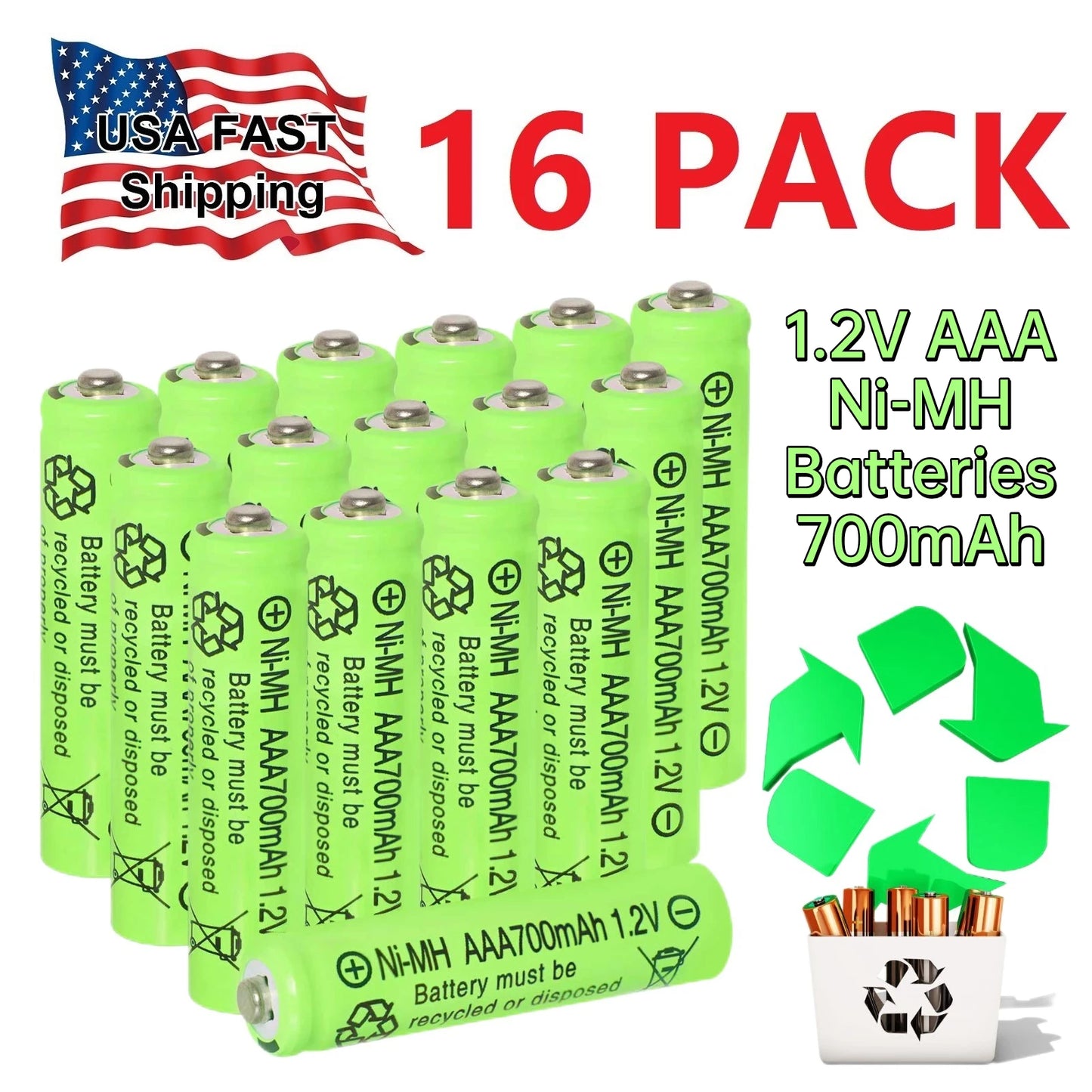 2–24 PCS 16800mAh 1.2V AAA Rechargeable Ni-MH Batteries