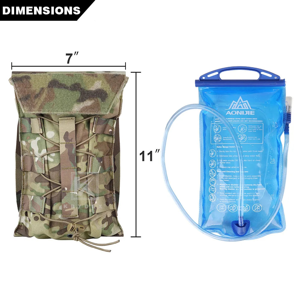 Tactical 50 oz Hydration MOLLE Pack Modular 1.5L Water Bladder Pouch Bag