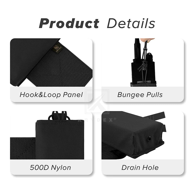 Tactical Mag Holder Radio Pouch with Hook and Loop,