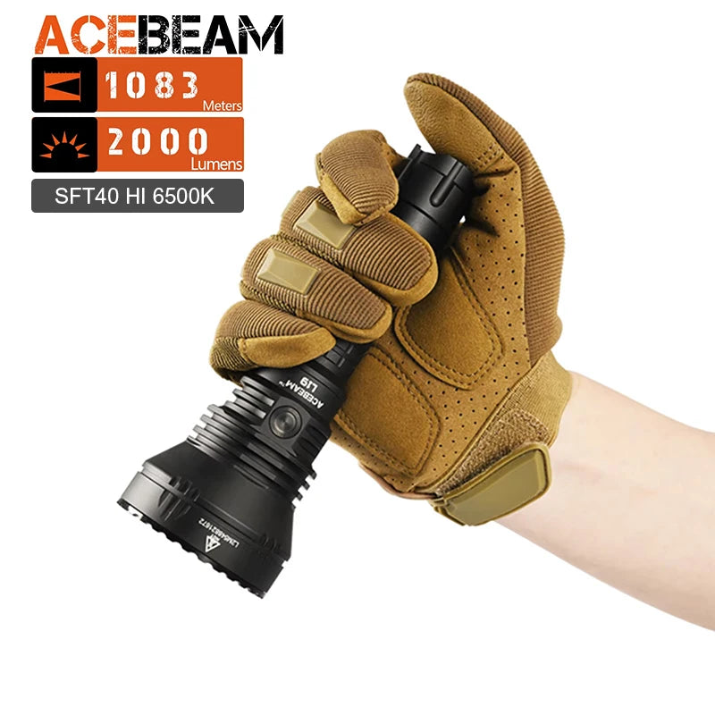 Hunting Flashlight 2200 Lumens 1184 Yards Long-Rang Rechargeable Flashlight