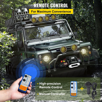 VEVOR 12V 13500 LBS Electric Winch 27M/92FT Synthetic Tow Rope  Hoist for 4X4 Truck or Boat