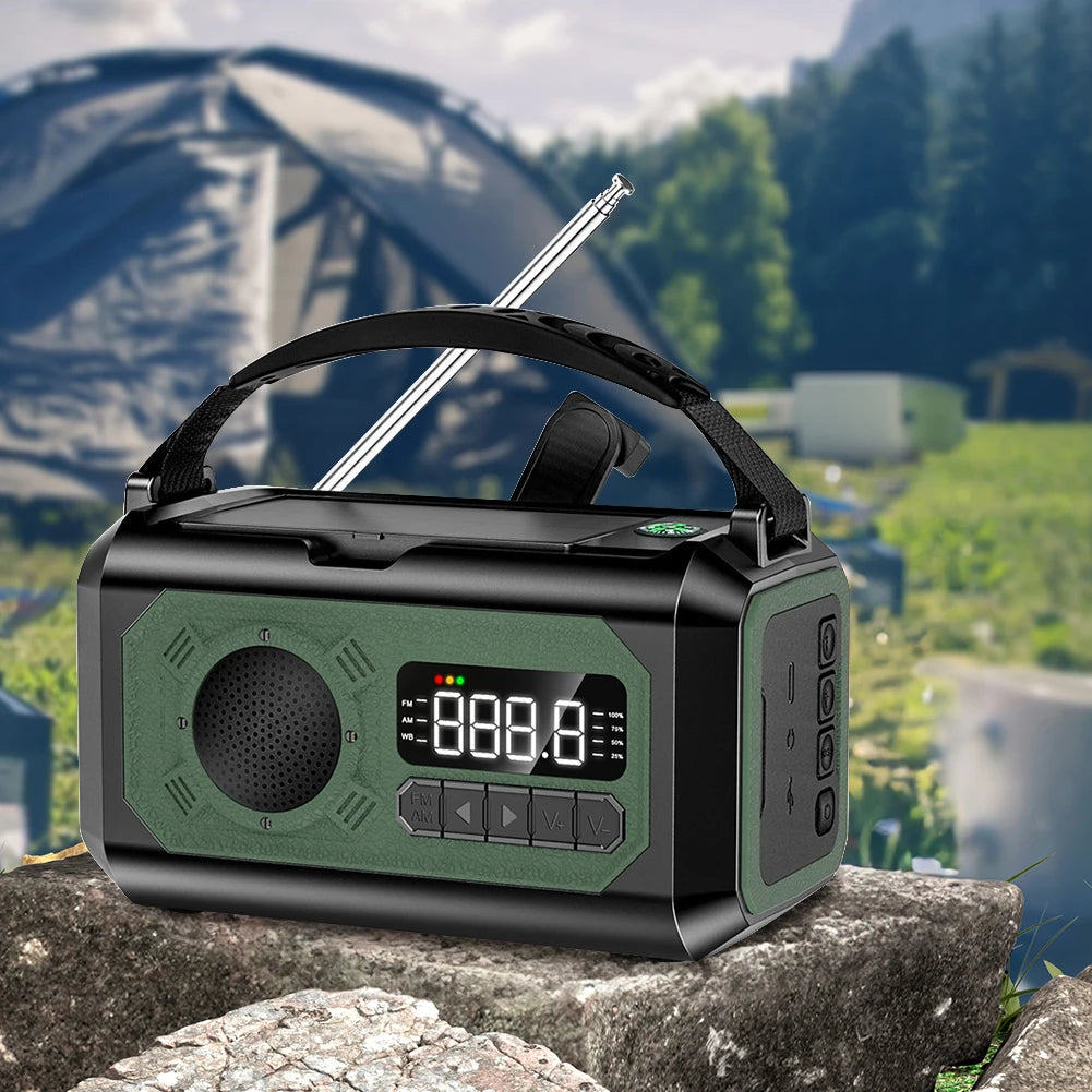 Solar Hand Crank AM/FM/NOAA Weather Radio with 2 Solar Panels  Radio and  Reading Lamp