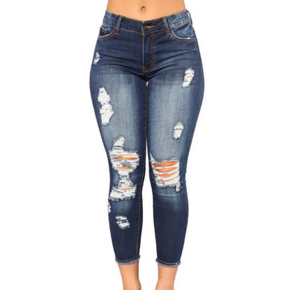 Skinny Jeans Stretch Ripped Denim Pants