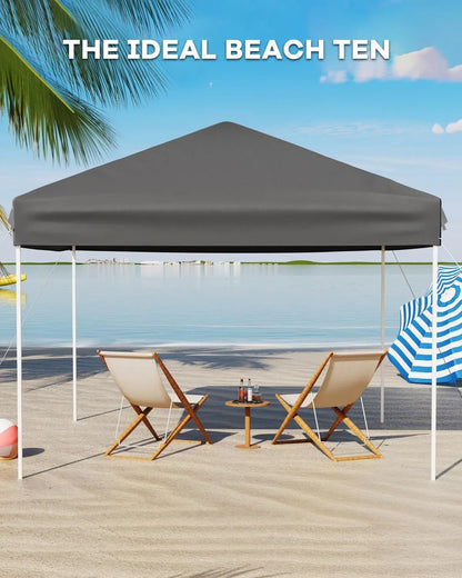 10x10 Pop Up Canopy Tent, with 3 Adjustable Heights, Easy Set Up with 4 Sandbags & Carrying Bag