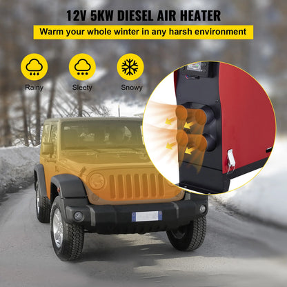 12V 5KWr Air Diesel Heater with LCD switch and Remote Control for Boat Car Trucks Campervans