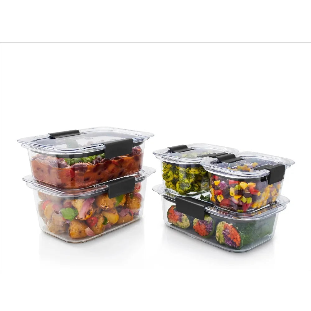 10-Piece Set, Leak-Proof Clear Food Storage Containers