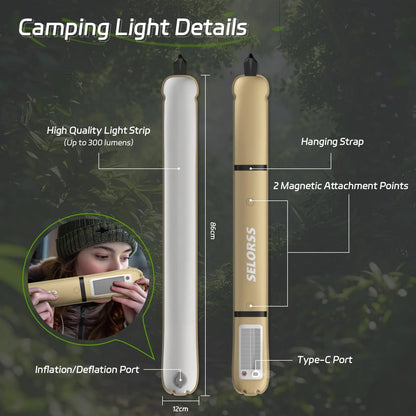 Folding  Solar  Lantern 2000mAh   Waterproof 3 Warm Lights for Hiking Camping Fish USB-Type C