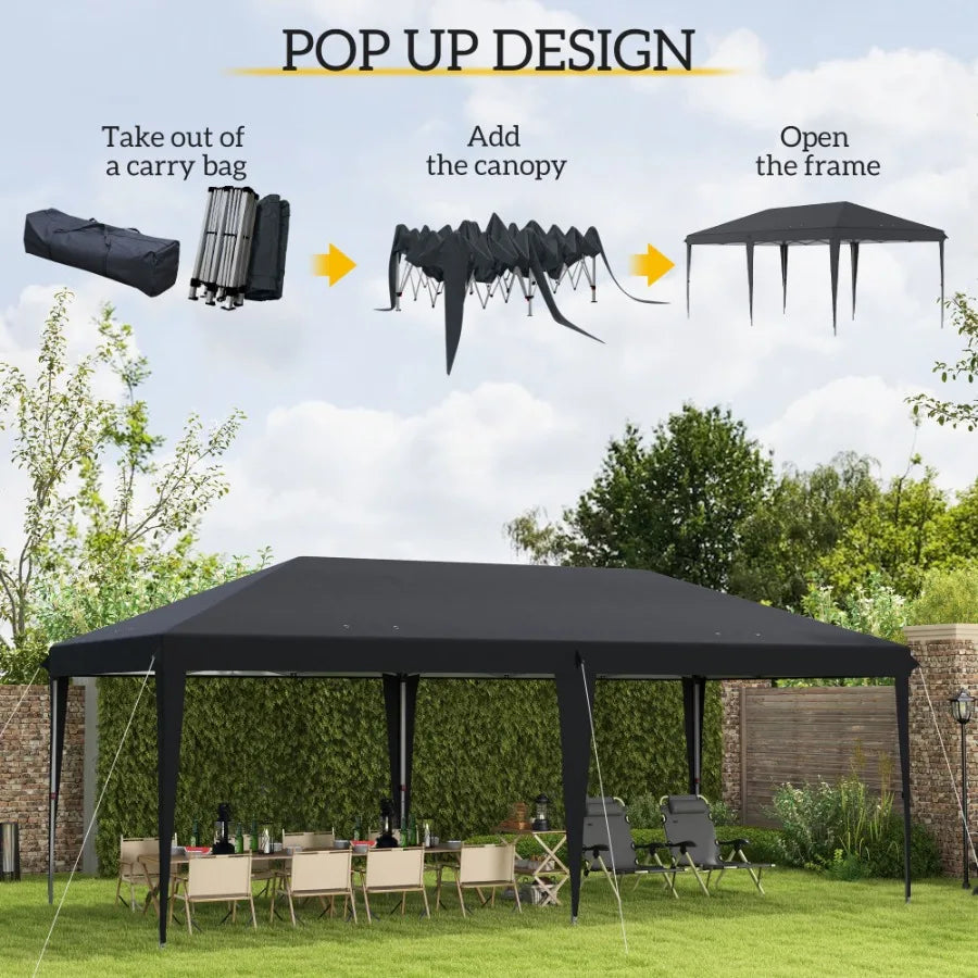10' x 20' Pop Up Canopy Tent Upgraded Heavy Duty Sun Shade with Carry Bag