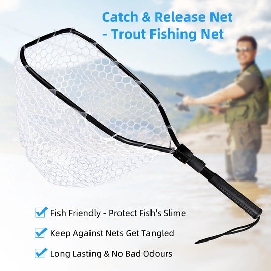 Foldable Fish Net for Landing  fish with Handle