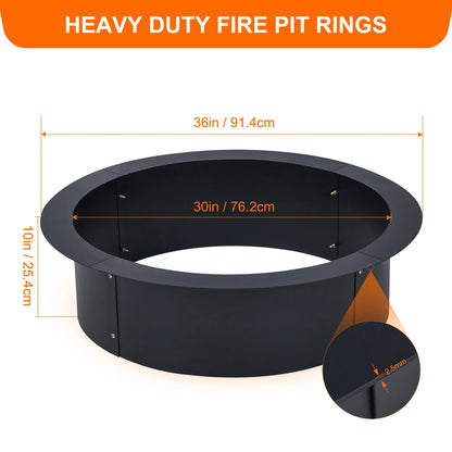Fire Pit Ring Heavy Duty Solid Steel Firepits Insert