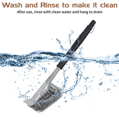 19 inch Stainless Steel Grill Brush with Scraper,