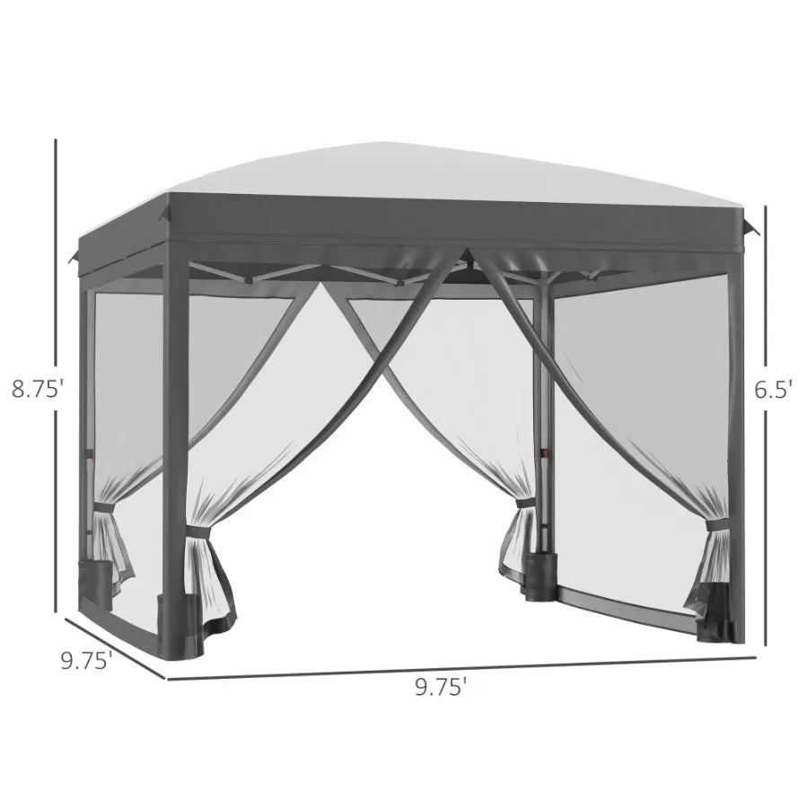 10' x 10' Pop Up Canopy Tent with Netting Instant Sun Shelter