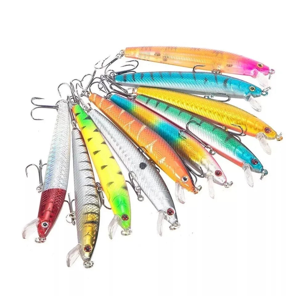 10PCS Minnow Fishing Lure Lifelike CrankBait