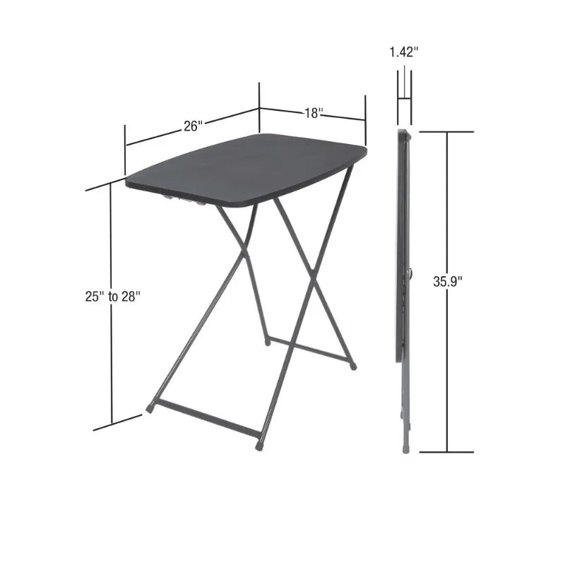 26-inch Adjustable Height Personal Folding Table, Easy to Clean, Lightweight and Portable
