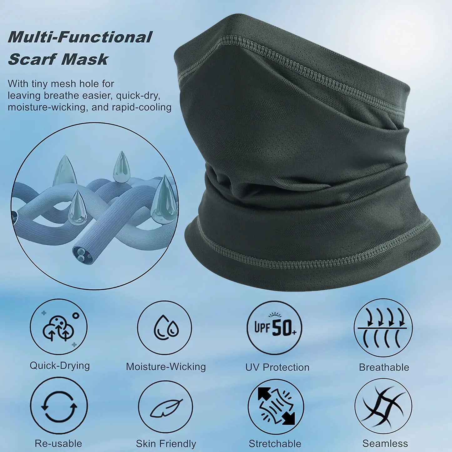 Cooling Neck Gaiter Summer Face Cover  UV Protection