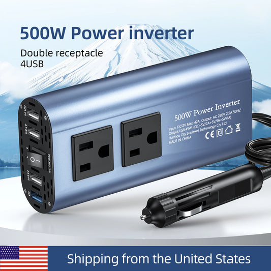 500W Modified Wave Inverter Portable Converter, DC 12V to AC 110V60HZ,