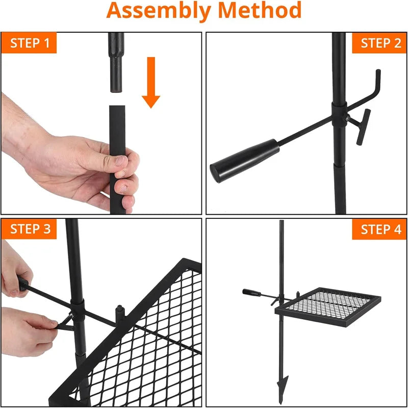 Swivel Campfire Heavy Duty Stainless Steel , Grill Grate, Portable Camping Essentials