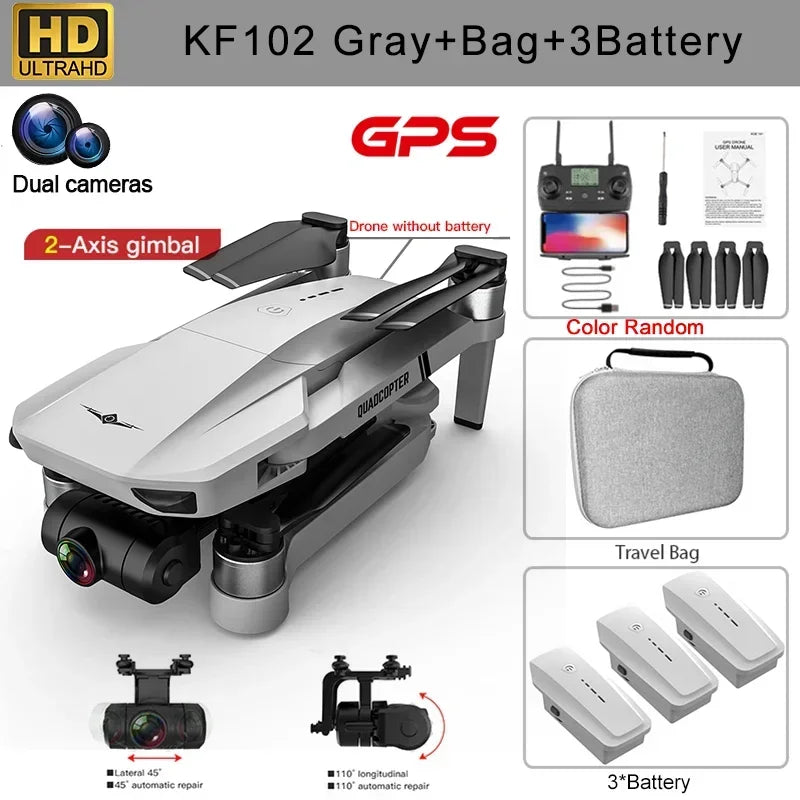 KF102 4K GPS Drone Dual HD Camera WIFI FPV Foldable Quadcopter