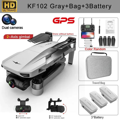 KF102 4K GPS Drone Dual HD Camera WIFI FPV Foldable Quadcopter