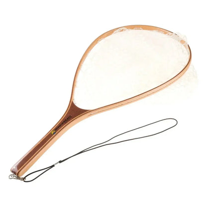Landing - fly fishing  rubber net and wooden handle