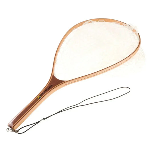 Landing - fly fishing  rubber net and wooden handle