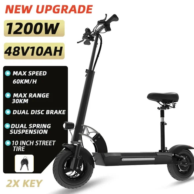 48V 26AH Lithium Battery Electric Scooter with Seat