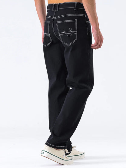 Men s Vintage  Fit Jeans Faded Washed Denim