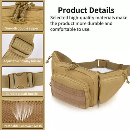 Tactical Concealed Carry Holster Fanny Pack Waist Conceal Hidden Pistol Handgun Gun Bag Hiking Mobile Phone Belt Pack Combat Bag