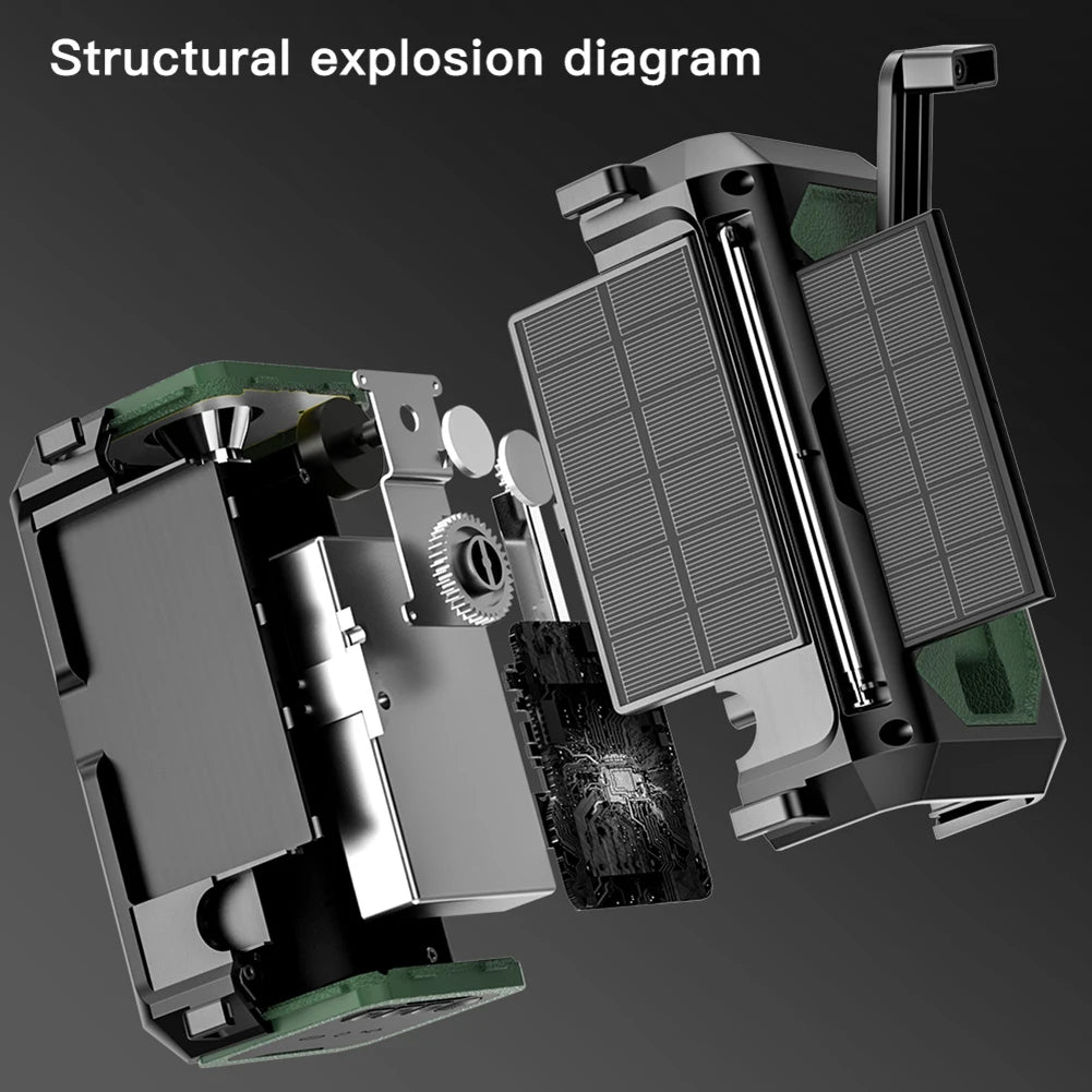 Solar Hand Crank AM/FM/NOAA Weather Radio with 2 Solar Panels  Radio and  Reading Lamp