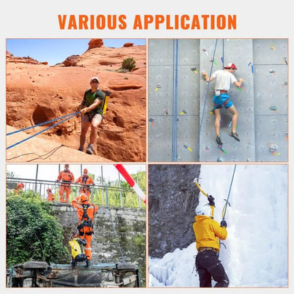 Dynamic Climbing Rope 10.2mm 60M 25KN Breaking Tension with  Steel Snap Hooks