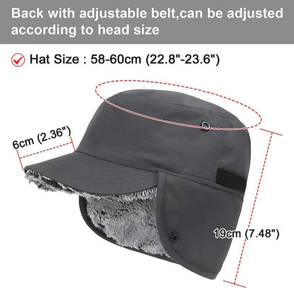 Men's Winter Hat with Visor Warm Earflaps