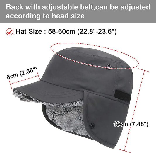 Men's Winter Hat with Visor Warm Earflaps