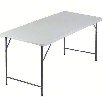 6FT Folding Picnic Table   Fold-in-Half Plastic with Handle