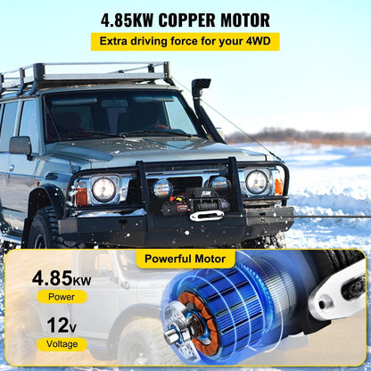 VEVOR 12V 13500 LBS Electric Winch 27M/92FT Synthetic Tow Rope  Hoist for 4X4 Truck or Boat