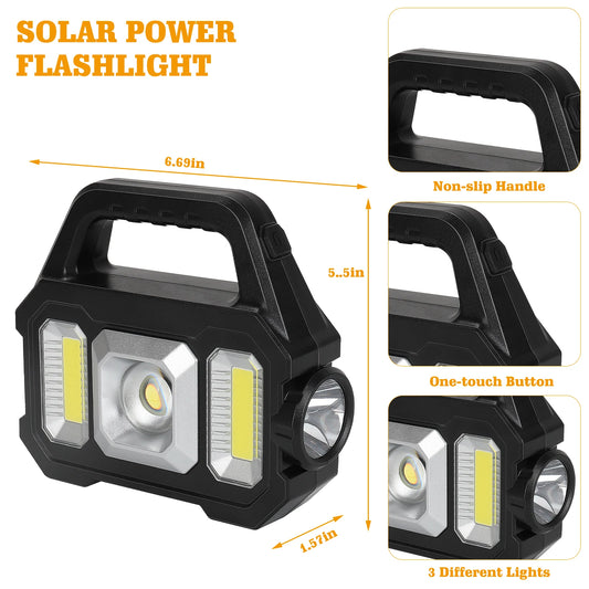2000LM Solar-Powered LED Flashlight - Rechargeable with 6 Modes, Waterproof