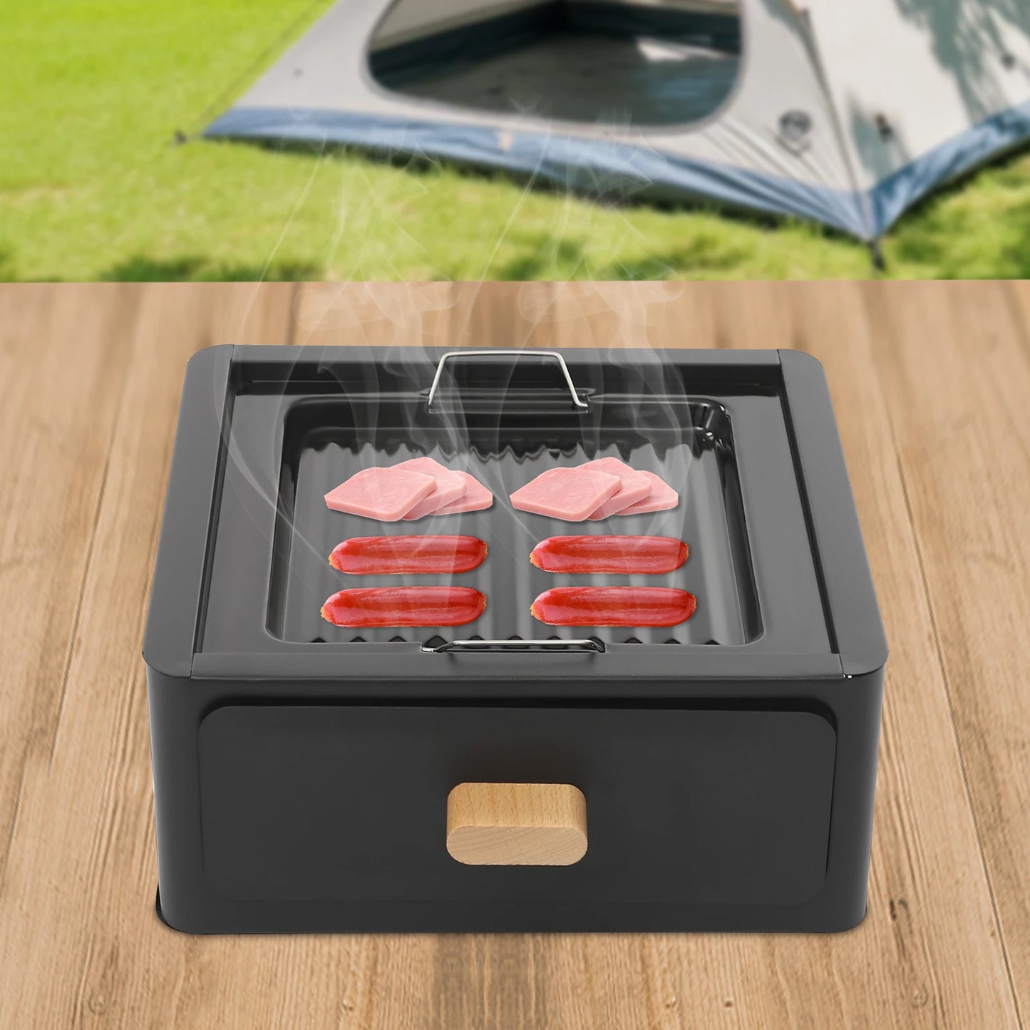31*31*13.5cm Square Tabletop Barbecue Stove, For Camping