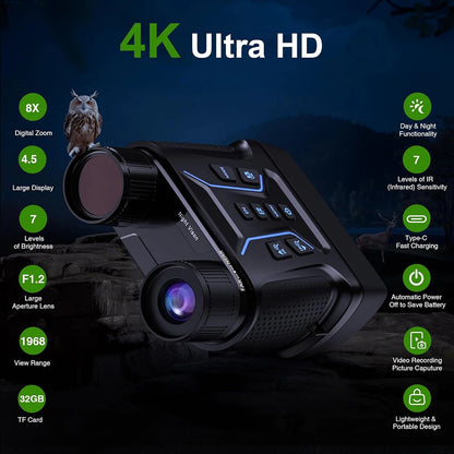 Digital Night Vision Binoculars With Infrared Illuminator Video Recording 8X Zoom