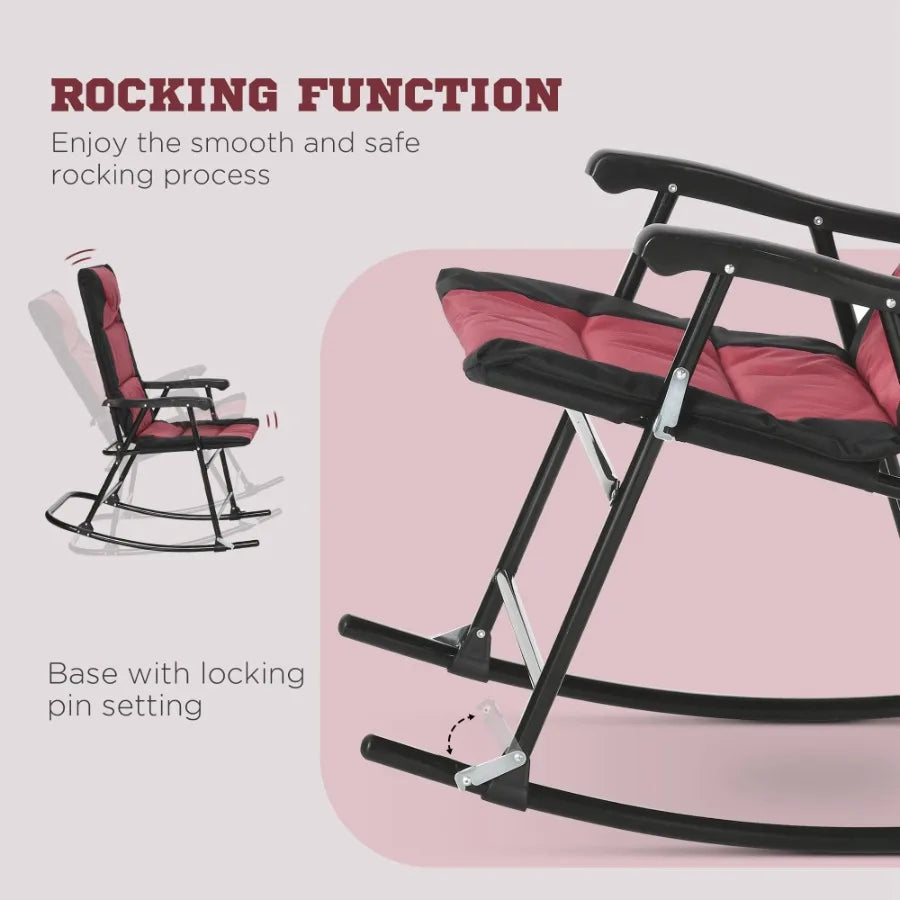 3 Piece Outdoor Patio rocking chair Set with Glass Coffee Table