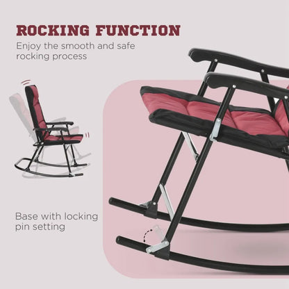3 Piece Outdoor Patio rocking chair Set with Glass Coffee Table