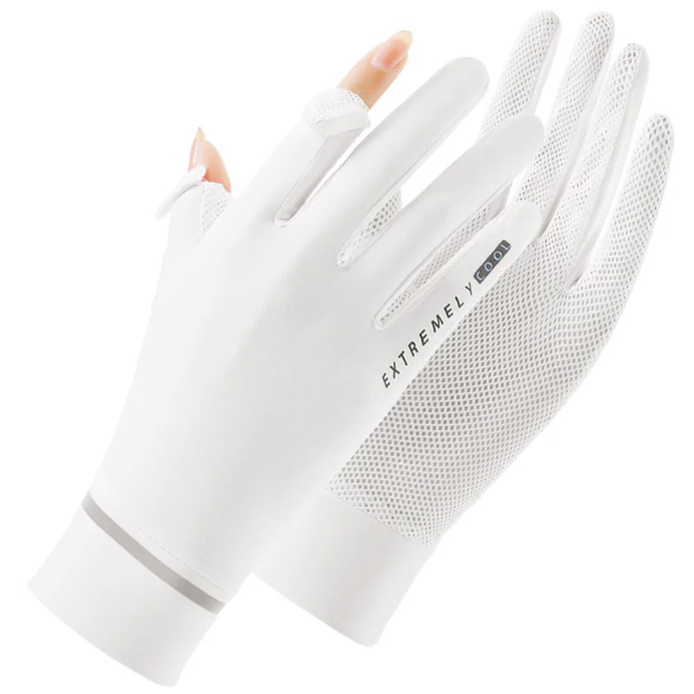 Lady Sunscreen Ice Silk Gloves for fishing