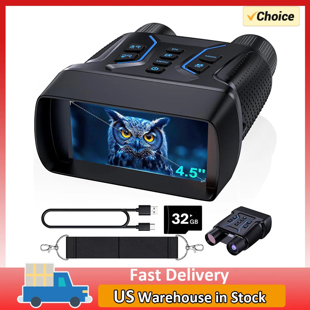 Digital Night Vision Binoculars With Infrared Illuminator Video Recording 8X Zoom
