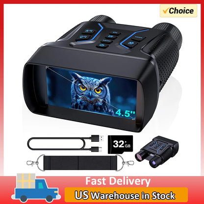 Digital Night Vision Binoculars With Infrared Illuminator Video Recording 8X Zoom